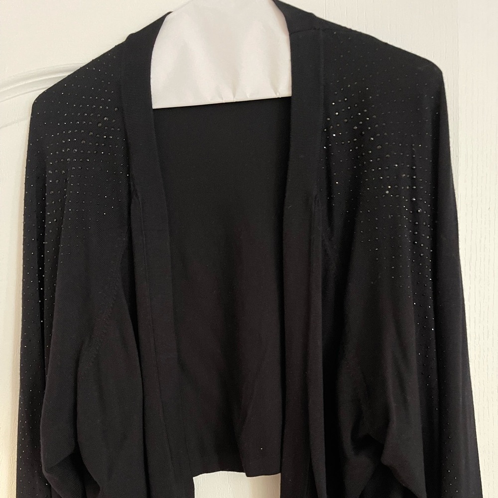 Black glittering festive shrug cardigan sweater sz 2X in excellent condition